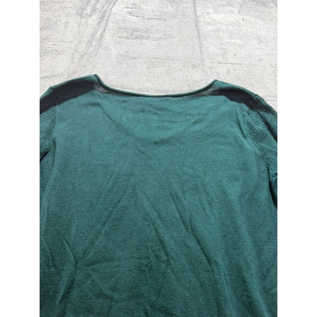 Loft Outlet Womens V-Neck Sweater Forest Green Cotton Blend Long Sleeve Large