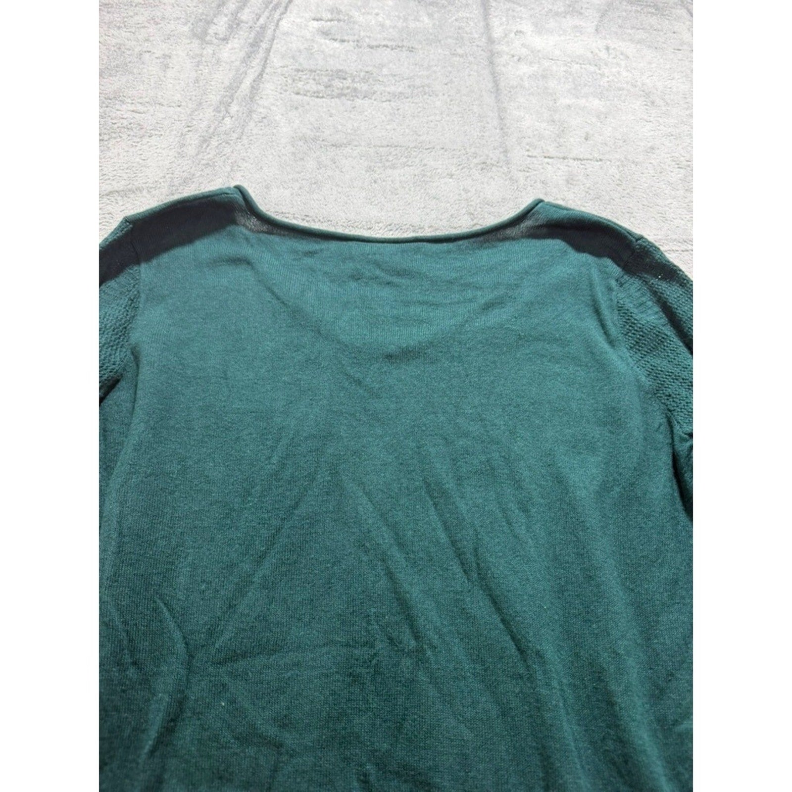 Loft Outlet Womens V-Neck Sweater Forest Green Cotton Blend Long Sleeve Large