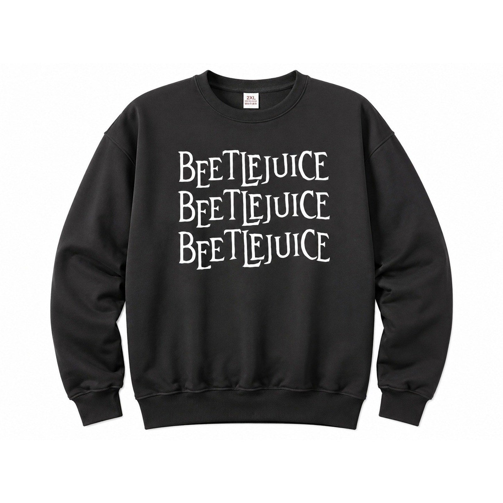 Beetlejuice Halloween Classic Cozy Black Graphic Sweatshirt 2XL Movie Pullover