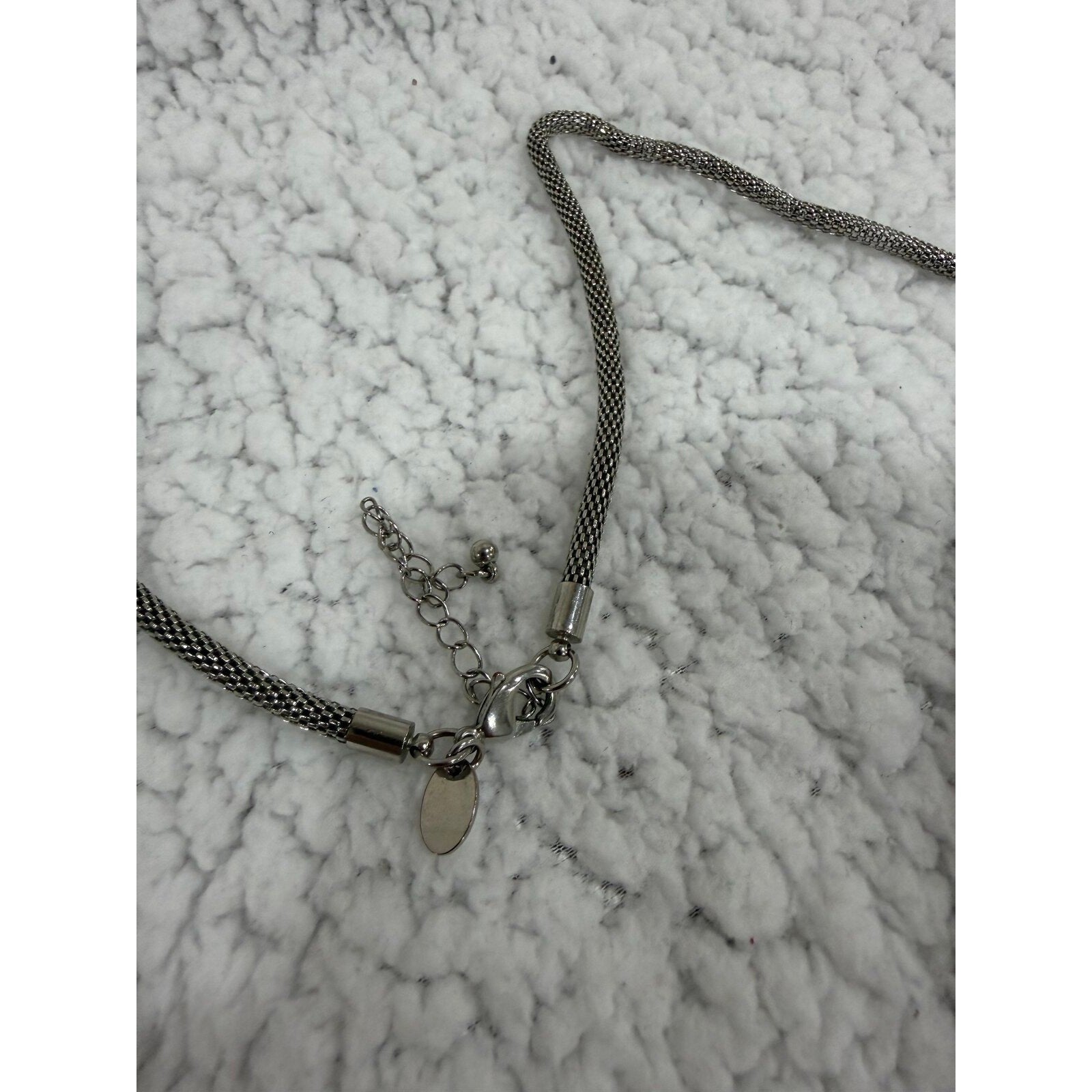 Chicos Womens OS Silver Multi Ring Pendant Necklace Casual Boho Statement