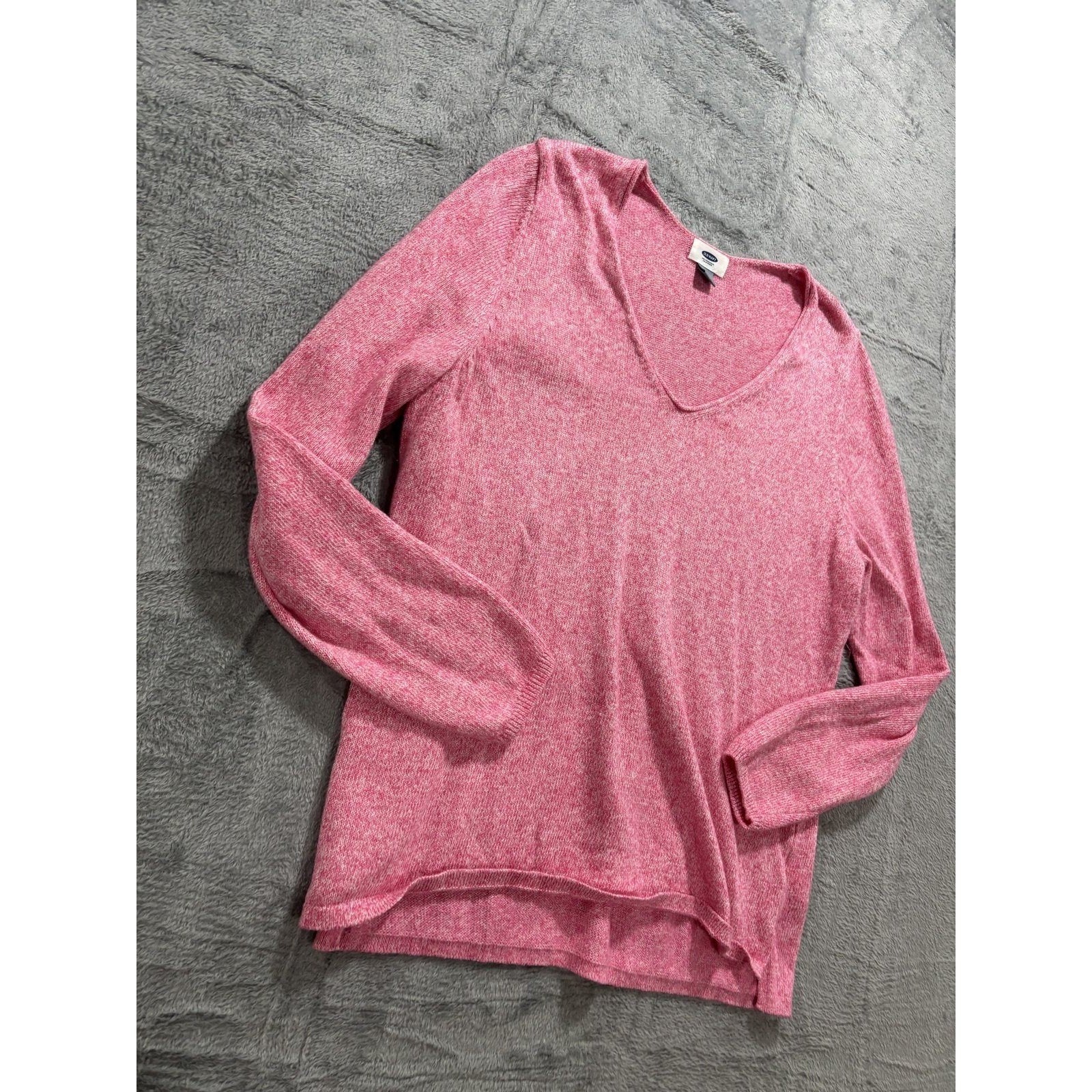 Old Navy Womens XL Pink V-Neck Sweater Casual Boho Knit Pullover Top