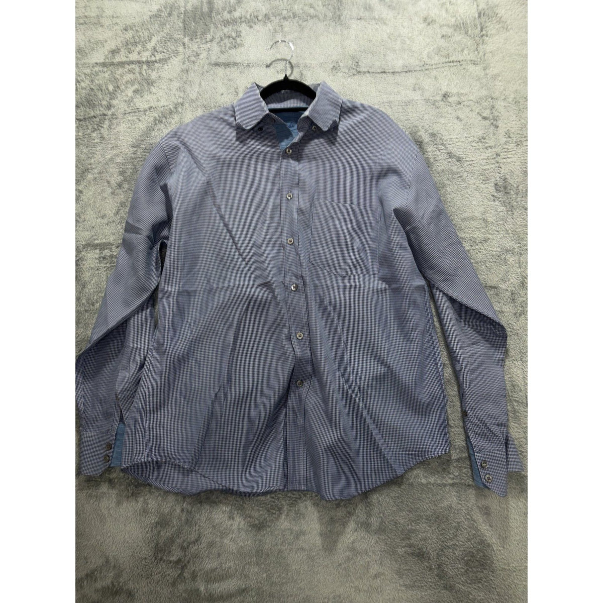 Bugatchi Men's Blue Check Dress Shirt Size M