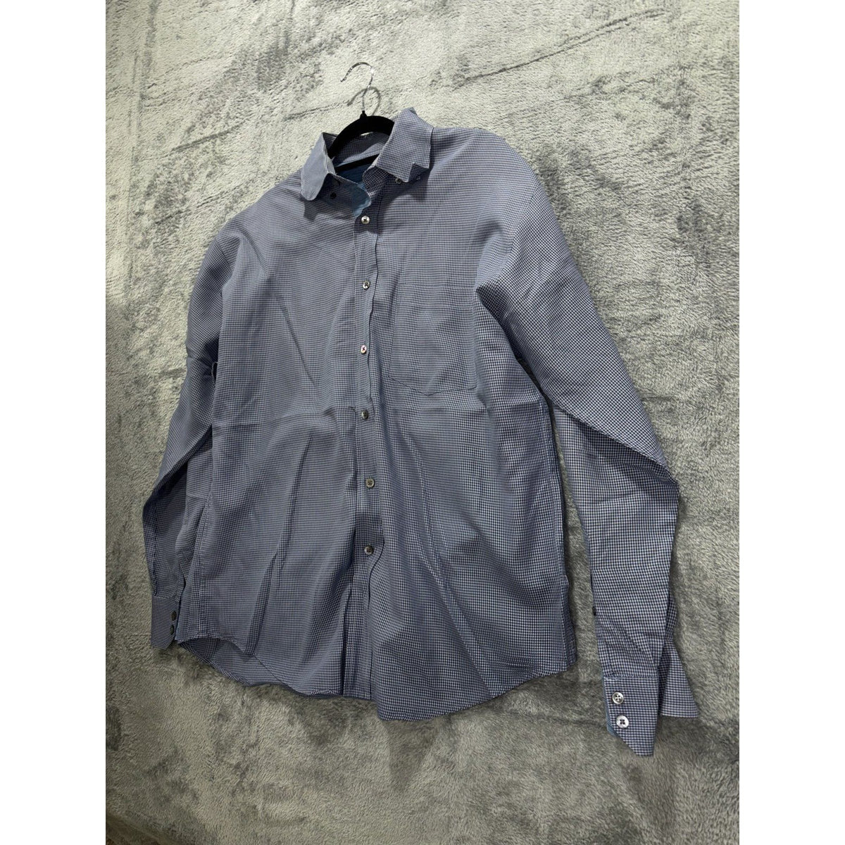 Bugatchi Men's Blue Check Dress Shirt Size M, photo 2 of 10