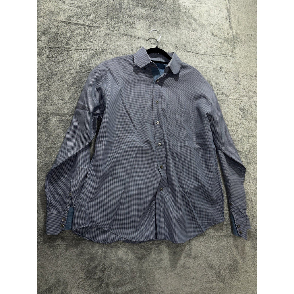 Bugatchi Men's Blue Check Dress Shirt Size M, photo 3 of 10