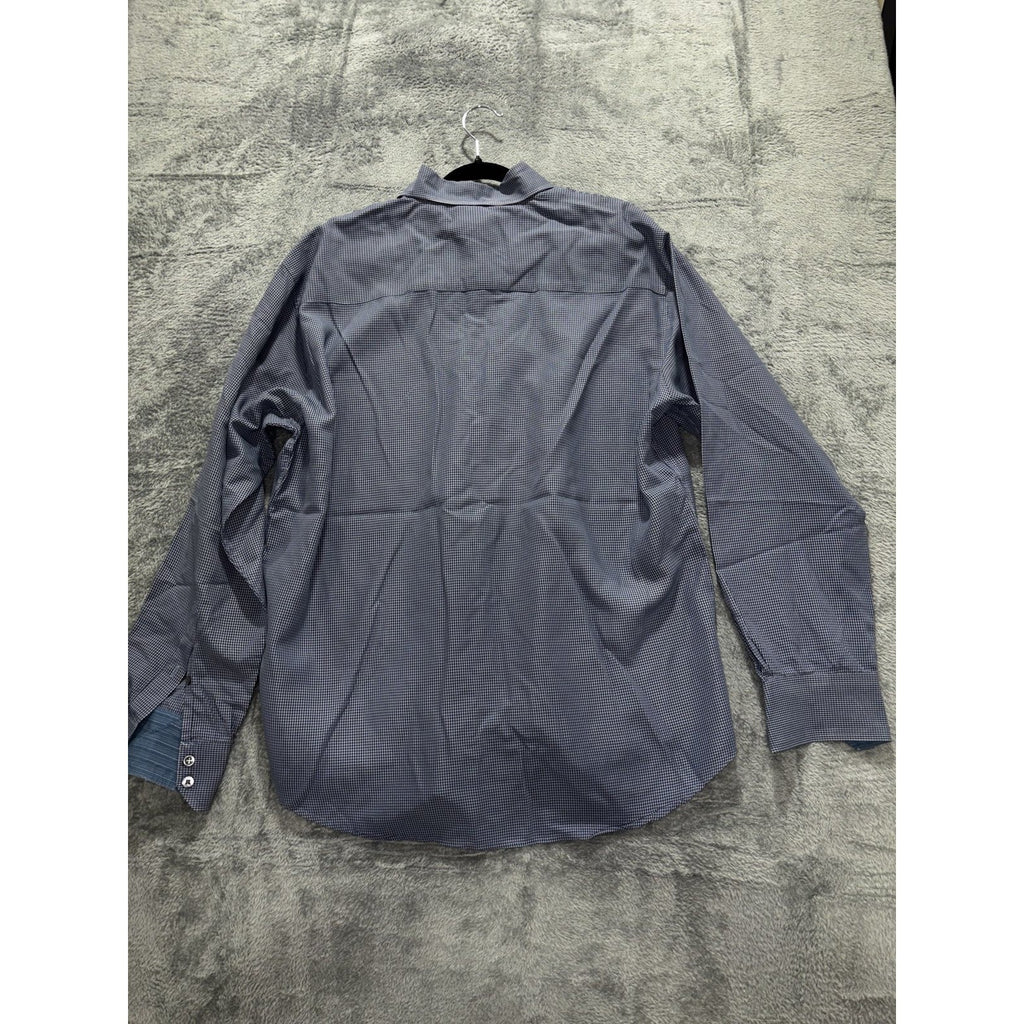 Bugatchi Men's Blue Check Dress Shirt Size M, photo 6 of 10