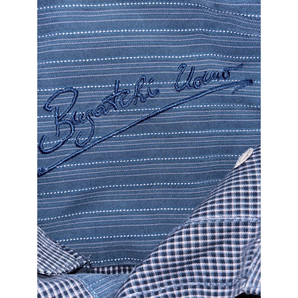 Bugatchi Men's Blue Check Dress Shirt Size M, photo 8 of 10