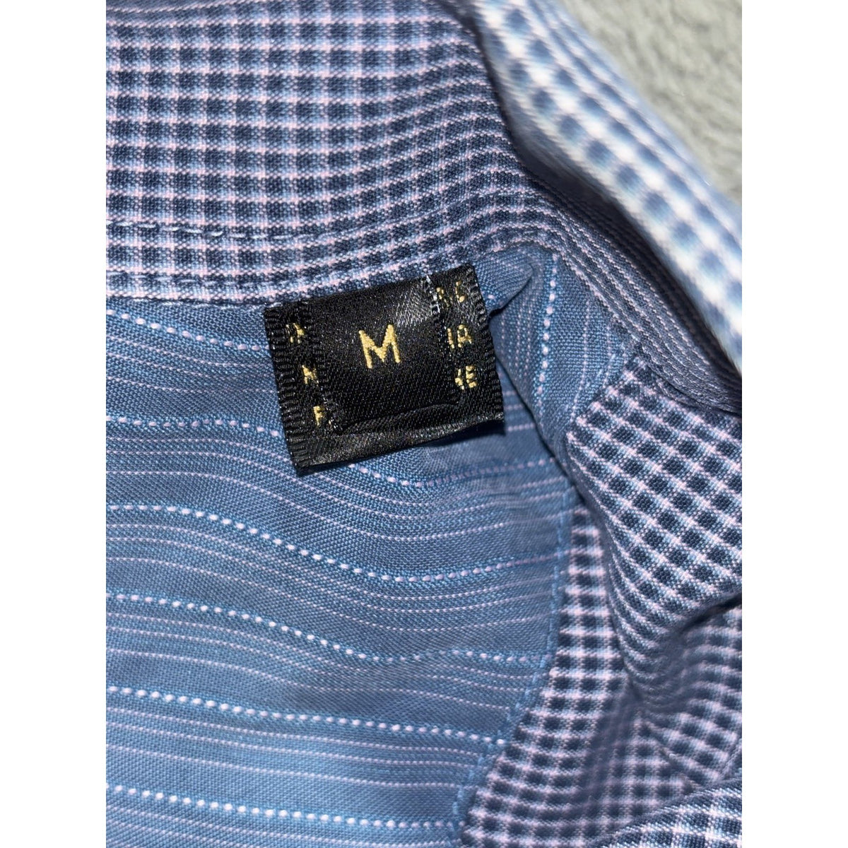 Bugatchi Men's Blue Check Dress Shirt Size M, photo 9 of 10