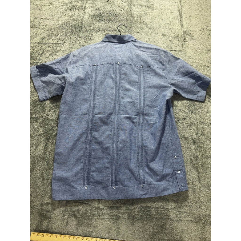 Renato Collezione Men's Blue Guayabera Shirt Size L, photo 6 of 9