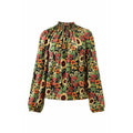 MelloDay Blouse Womens M Floral Boho Smocked Neck Long Sleeve Lightweight Office