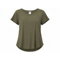 Old Navy Luxe Women Short Sleeve Crew Neck T-Shirt Olive Green Curved Hem Small