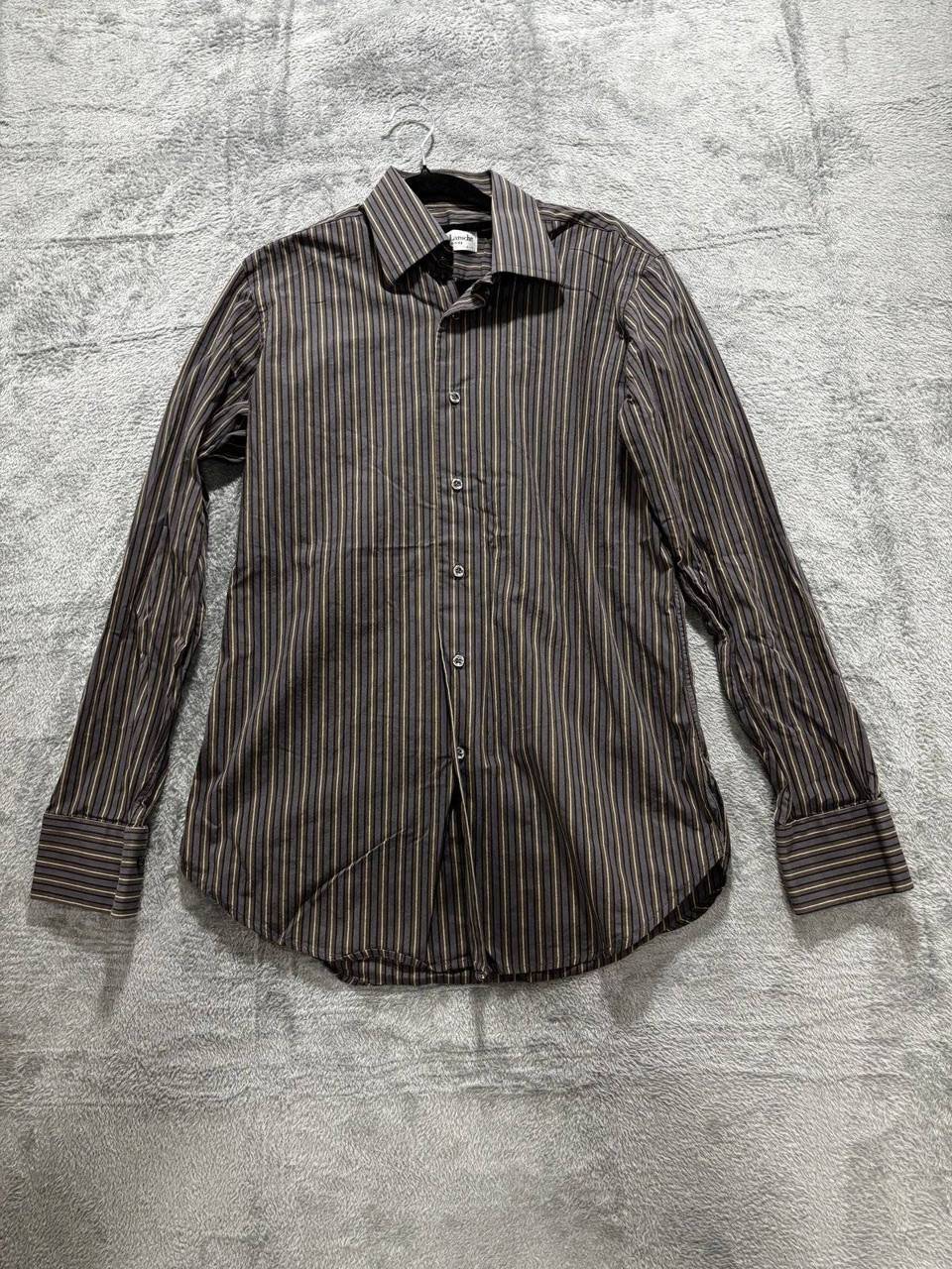 Guy Laroche Men's Brown Striped Dress Shirt 15/38