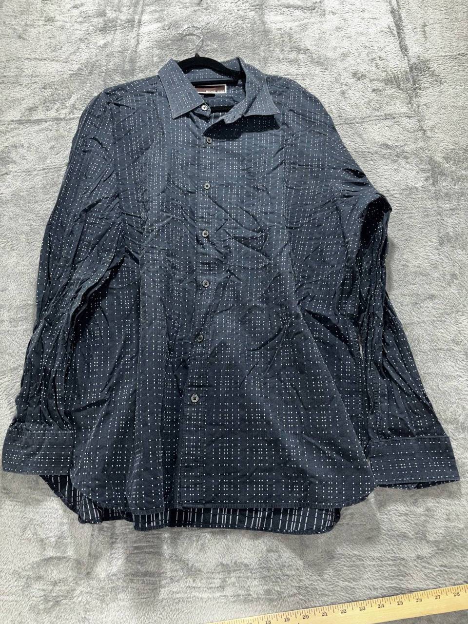 Michael Kors Men's Navy Dot Dress Shirt Size XXL