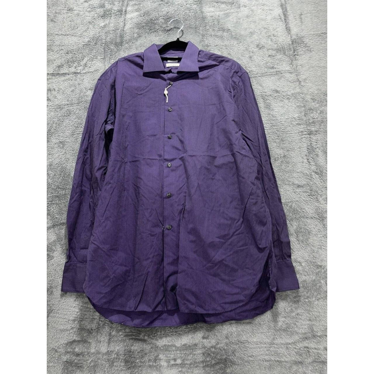 Ike Behar Men's Purple Check Dress Shirt 15.5 34
