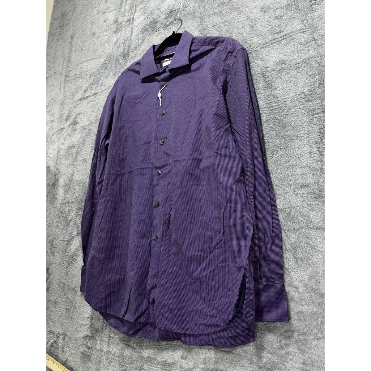 Ike Behar Men's Purple Check Dress Shirt 15.5 34, photo 2 of 10