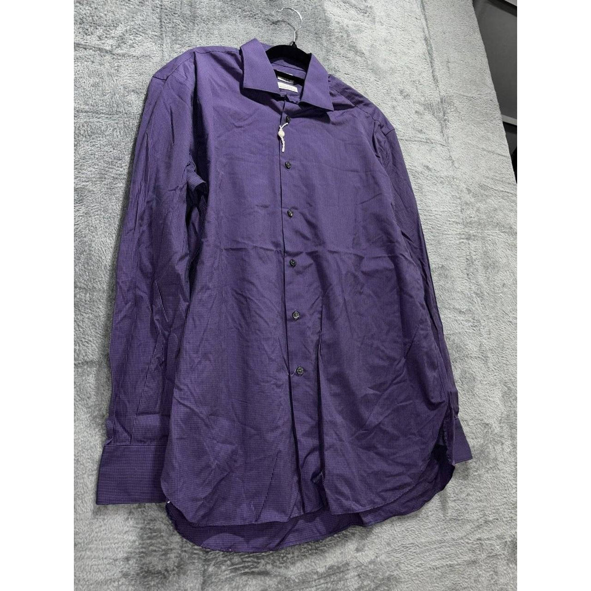 Ike Behar Men's Purple Check Dress Shirt 15.5 34, photo 3 of 10