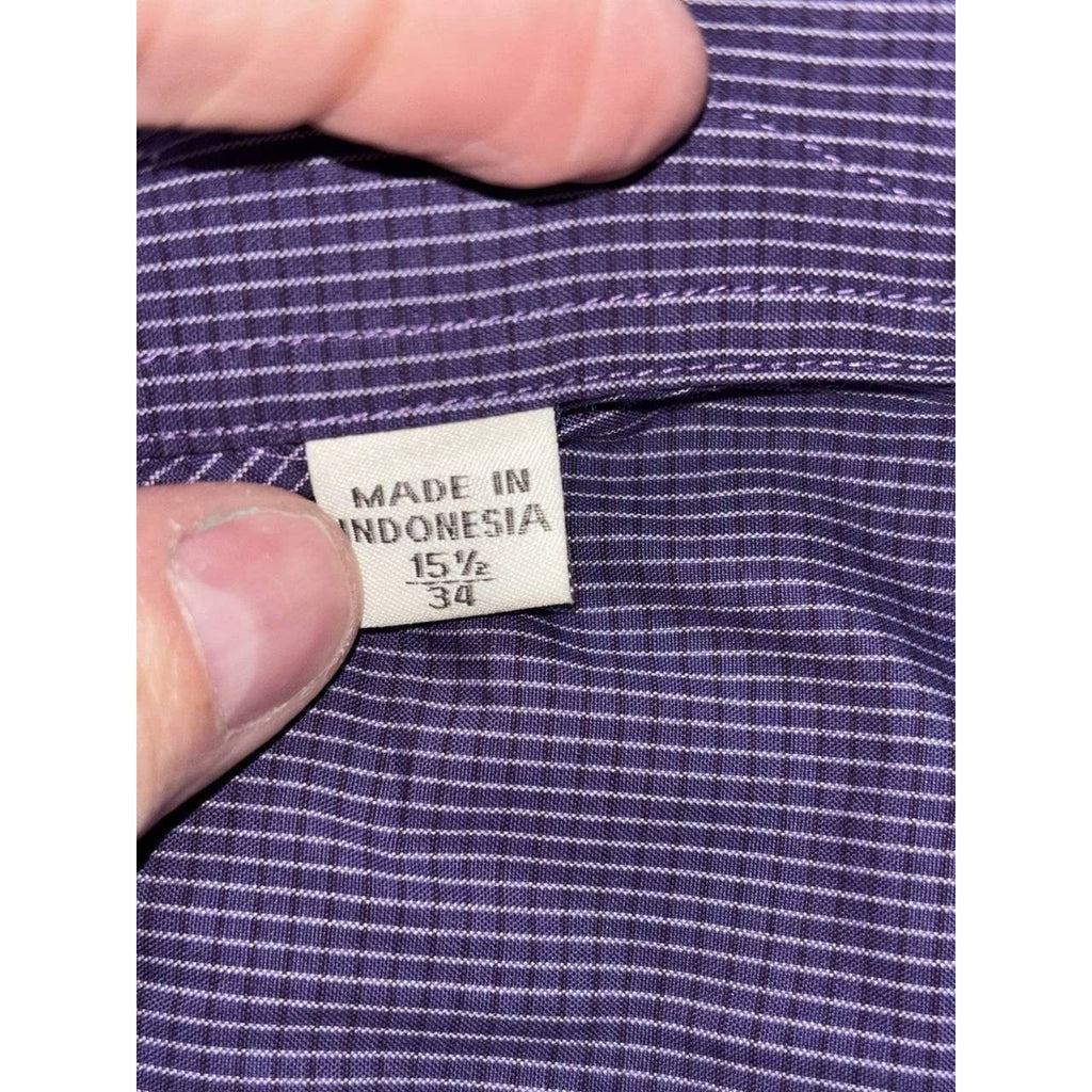 Ike Behar Men's Purple Check Dress Shirt 15.5 34, photo 9 of 10