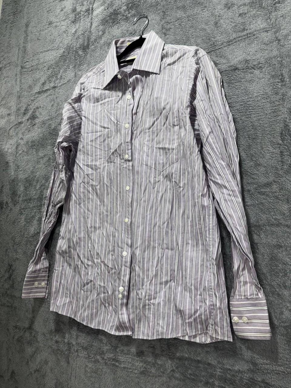Michael Kors Men's Purple Stripe Dress Shirt Size M, photo 2 of 9