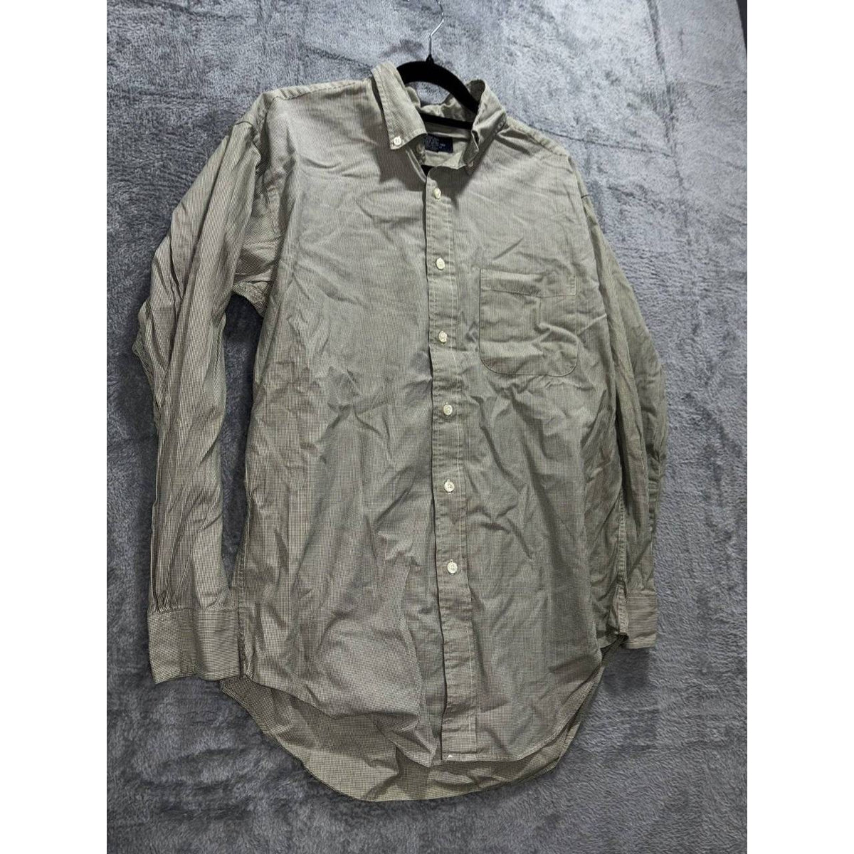 Brooks Brothers Men's Olive Houndstooth Shirt Size S, photo 3 of 8