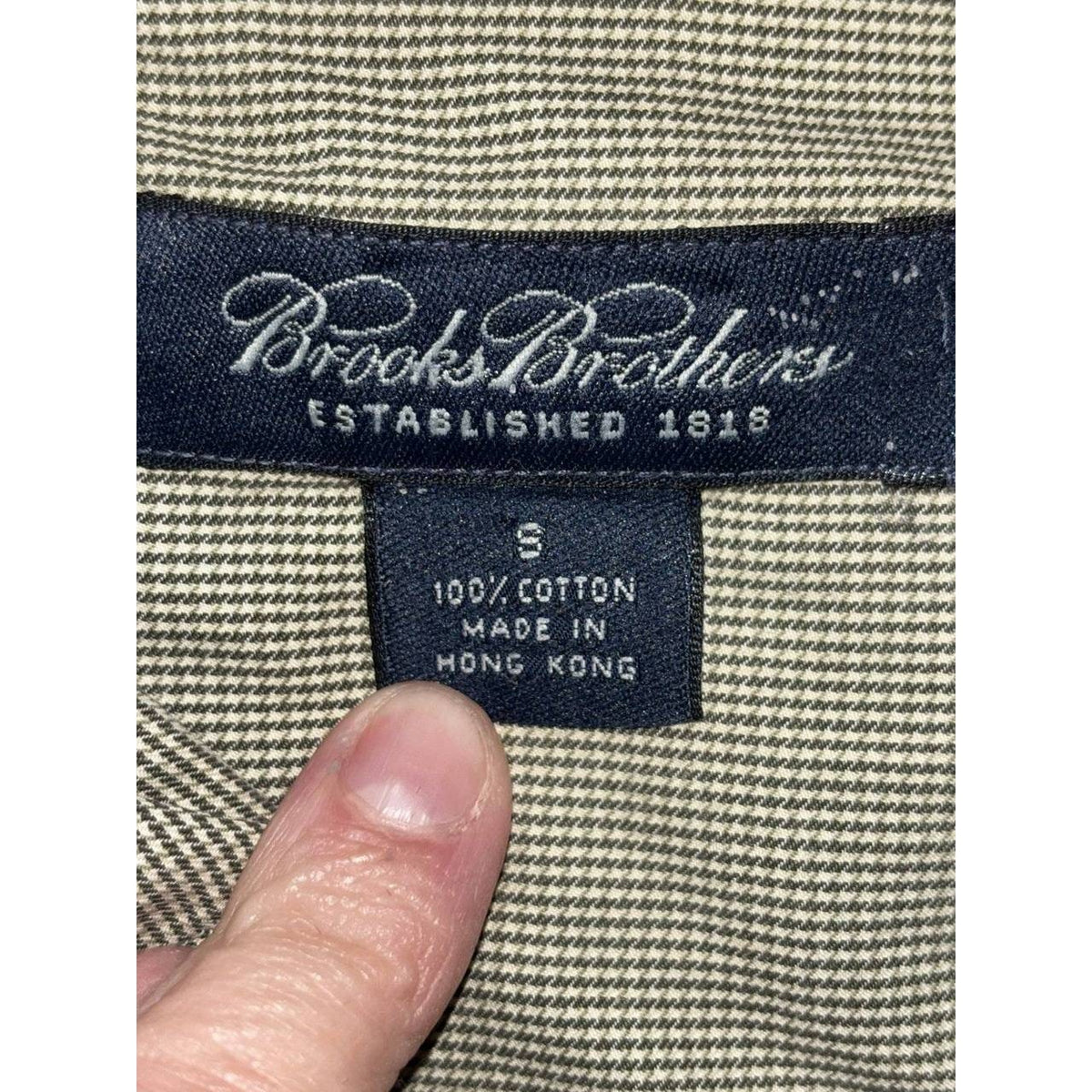 Brooks Brothers Men's Olive Houndstooth Shirt Size S, photo 8 of 8