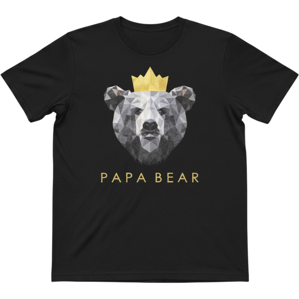 Papa Bear Graphic XXL T Shirt Black Geometric Bear Dad Gift Tee