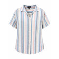 Erika Button Up Shirt Womens L Multicolor Stripe Cotton Short Sleeve Casual