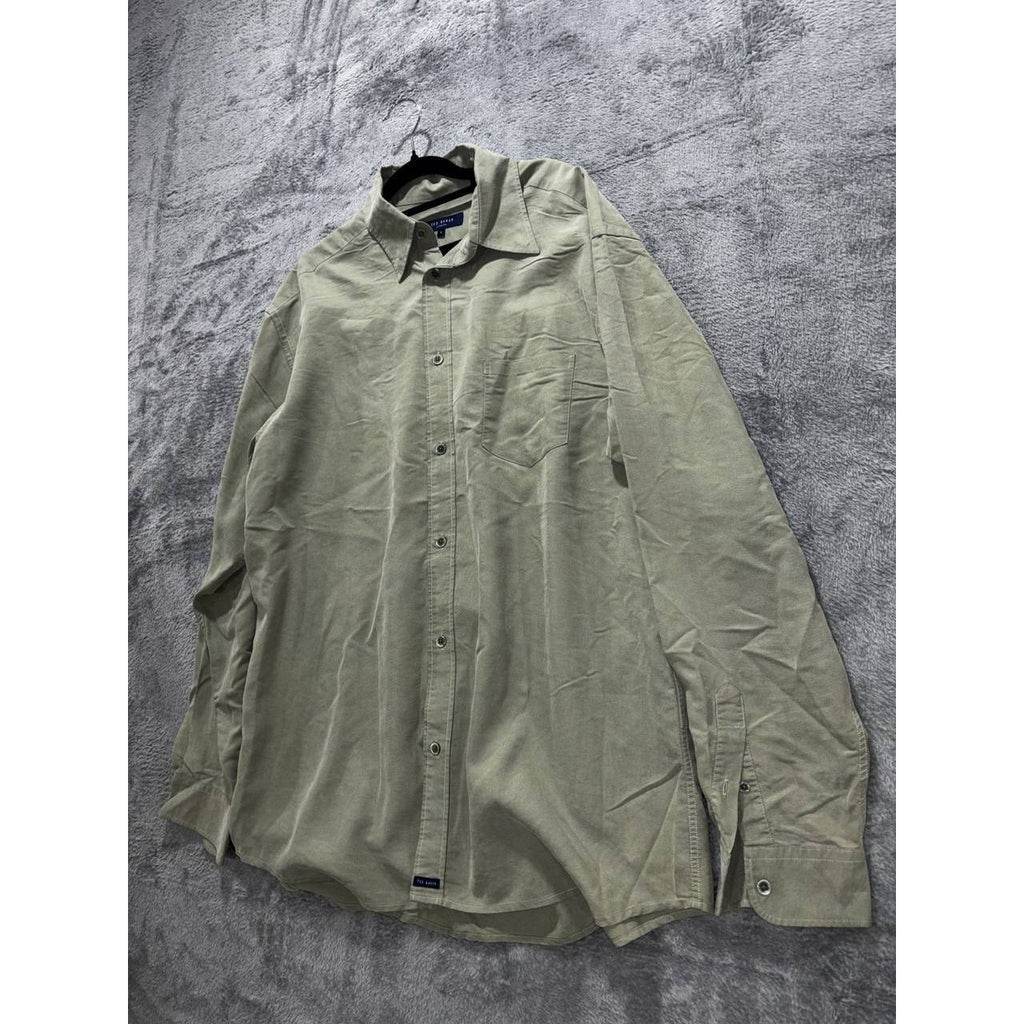Ted Baker Men's Olive Green Button Down Shirt Size 4, photo 2 of 10
