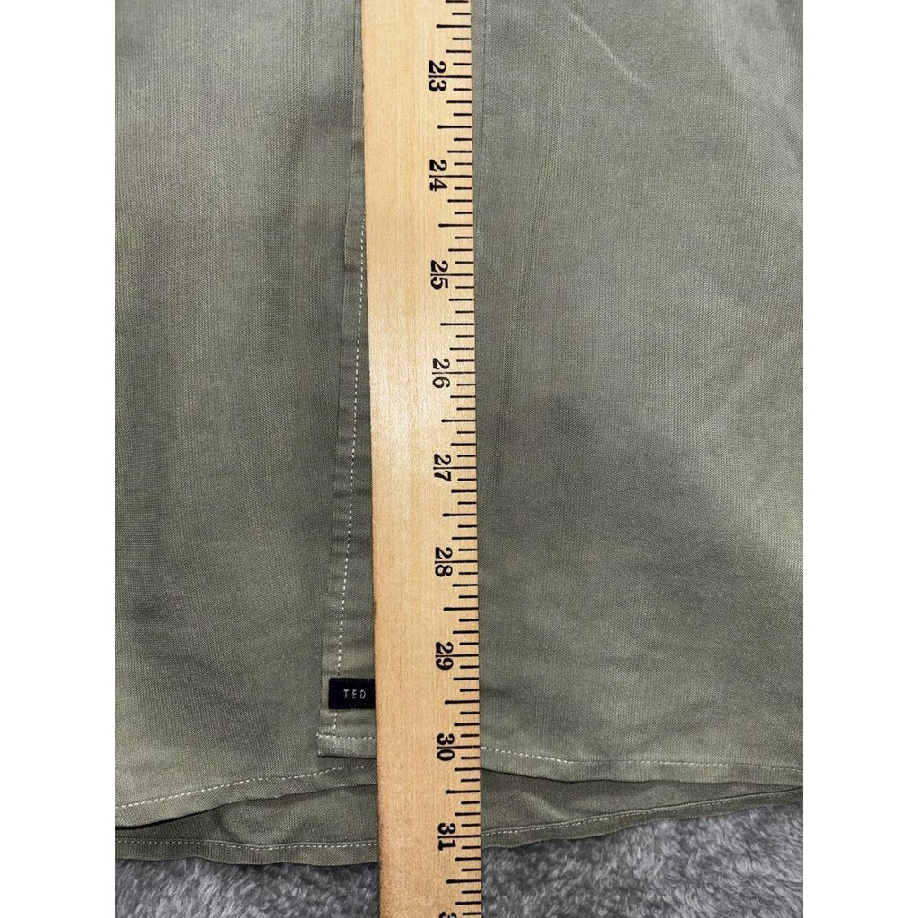 Ted Baker Men's Olive Green Button Down Shirt Size 4, photo 5 of 10