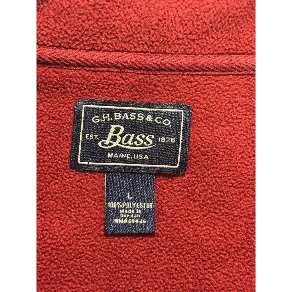 G.H. Bass & Co Womens L Red 1/4 Zip Fleece Pullover Sweater Cozy Casual
