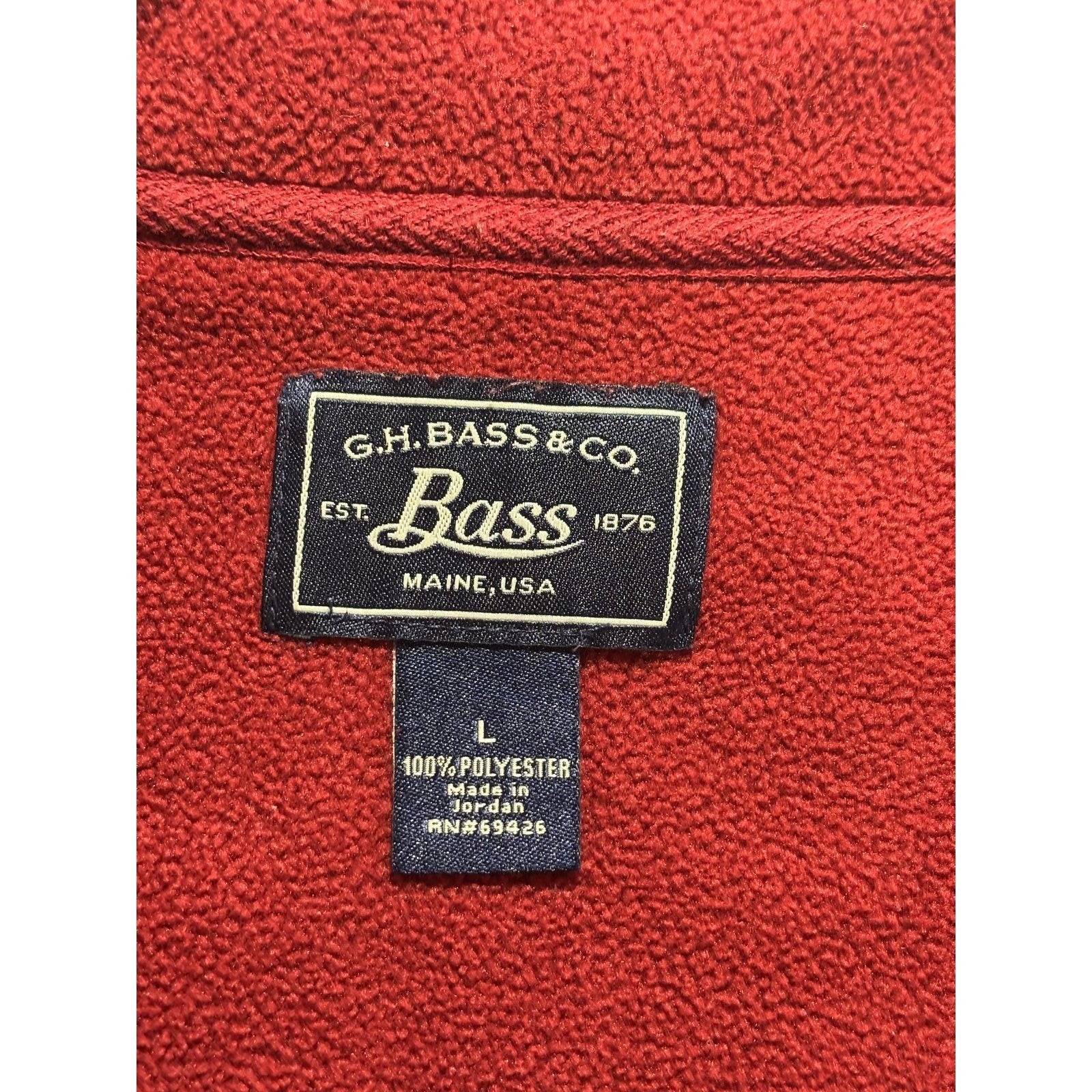 G.H. Bass & Co Womens L Red 1/4 Zip Fleece Pullover Sweater Cozy Casual