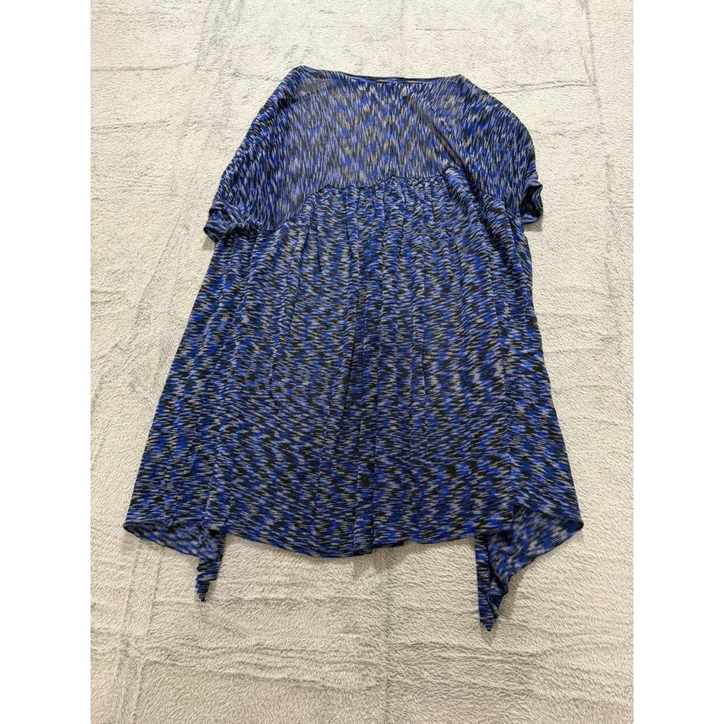 Free People Womens XS Blue Black Space Dye Draped Layered Knit Square Neck Top