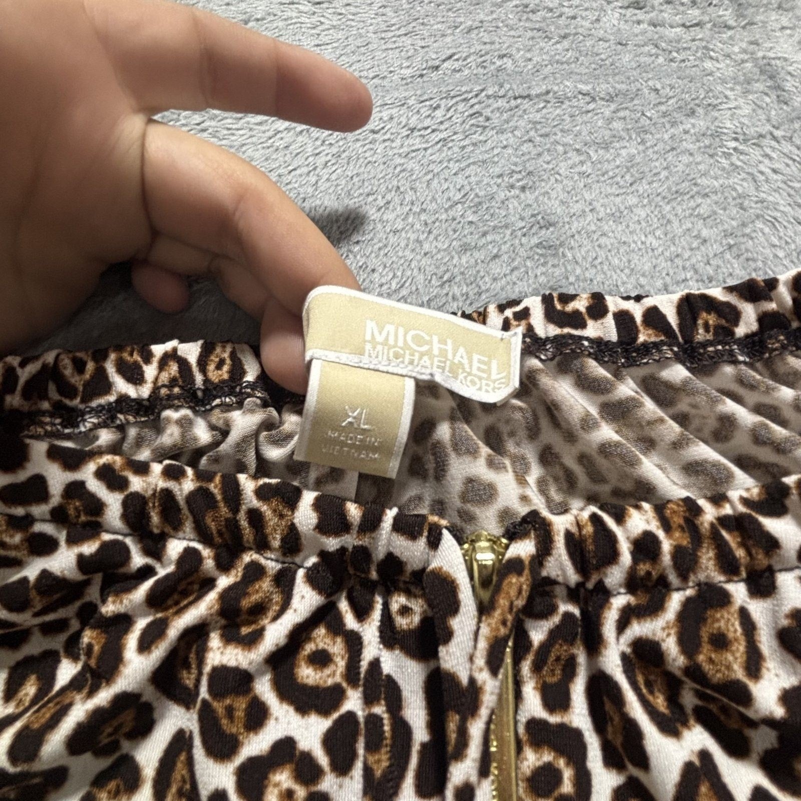 Michael Kors Womens XL Brown Leopard Print Sleeveless Mini Dress Casual Vintage
