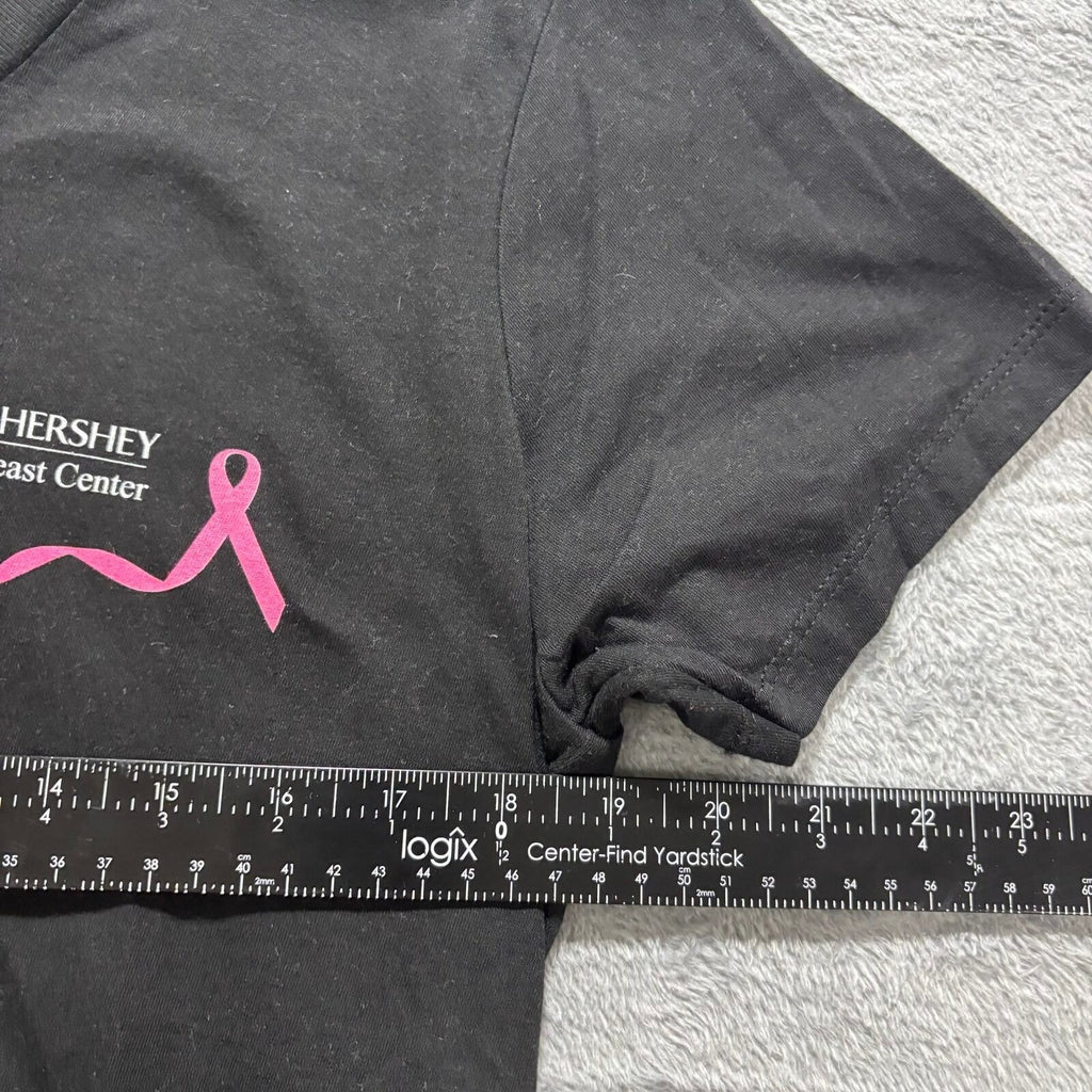 District Made XL Black Womens V-Neck T-Shirt Breast Cancer Awareness Casual