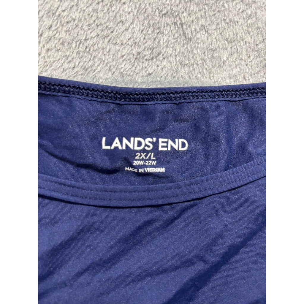 Lands' End Women 2X Navy Blue Long Sleeve Crewneck Top Casual Plus Sz Athleisure