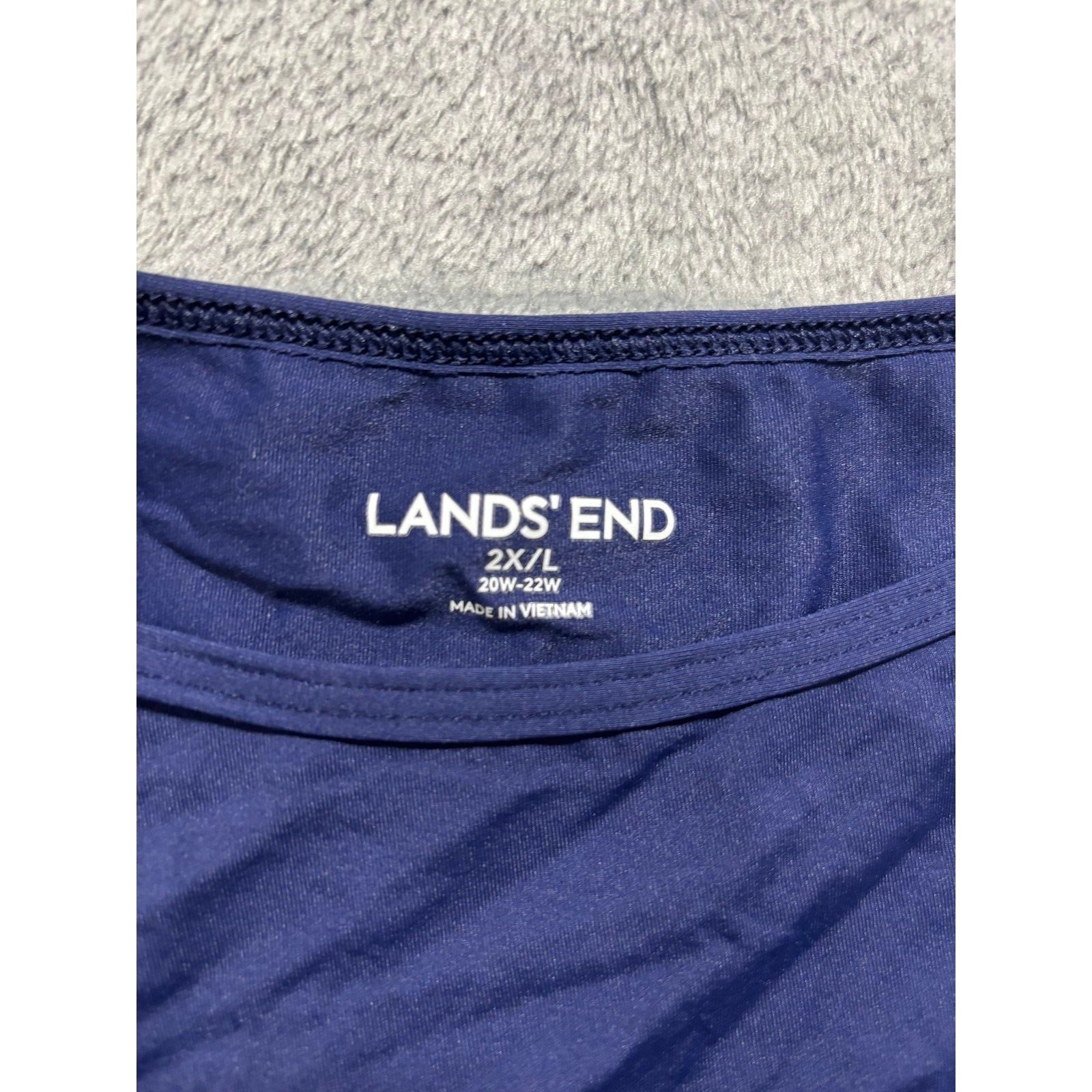 Lands' End Women 2X Navy Blue Long Sleeve Crewneck Top Casual Plus Sz Athleisure