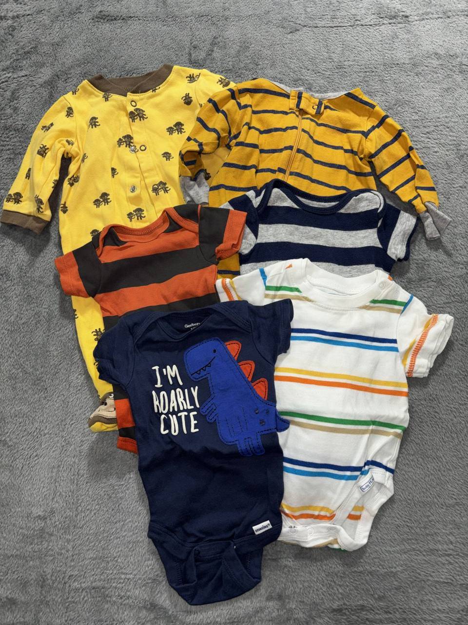 Baby Boy Sleepers Bodysuits Lot 6 Pieces 0-3M