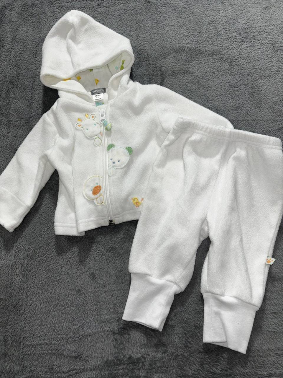 Baby White Yellow Fleece Sleepers Lot 4 Pieces 0-3M, photo 2 of 14