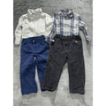 Baby Boy Navy Plaid Shirts Pants Lot 4 Pieces 24M