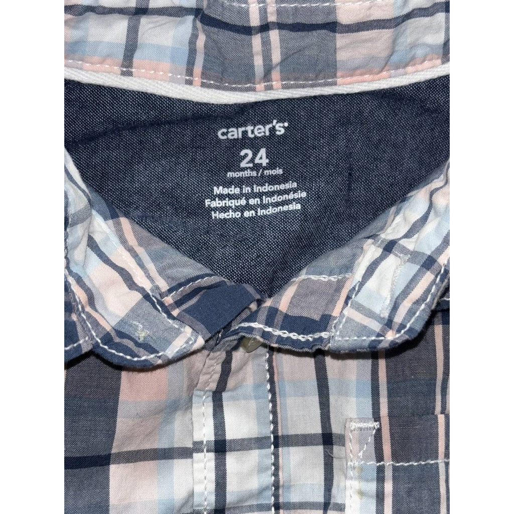 Baby Boy Navy Plaid Shirts Pants Lot 4 Pieces 24M, photo 3 of 14