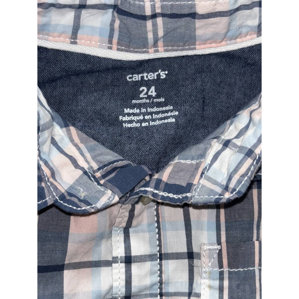 Baby Boy Navy Plaid Shirts Pants Lot 4 Pieces 24M, photo 3 of 14