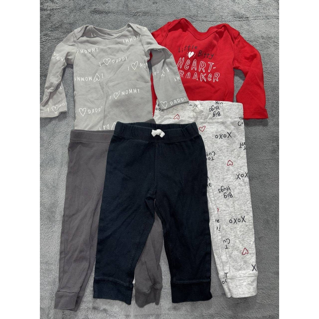 Carter's Baby Red Bodysuits Pants Lot 5 Pieces 18M