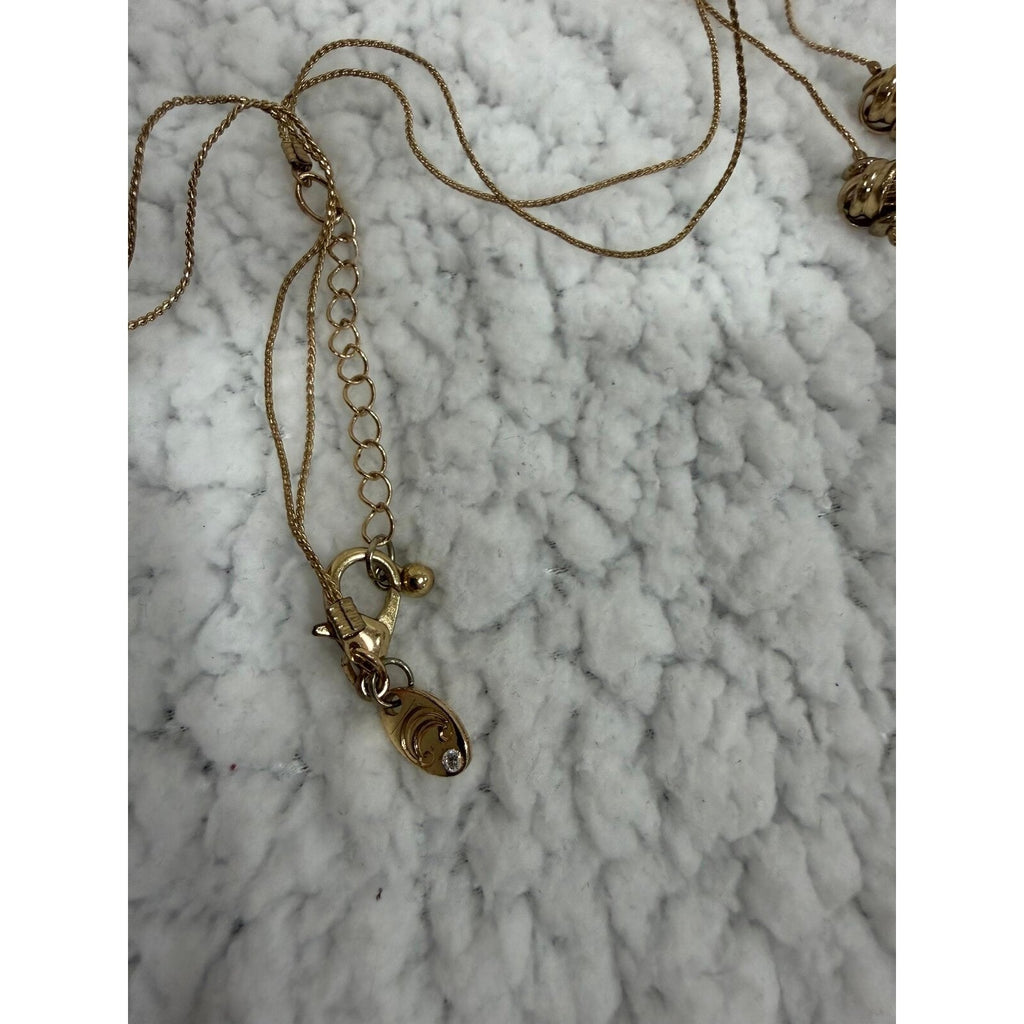Chicos Womens OS Gold Orange Brown Beaded Double Layer Necklace Boho Casual