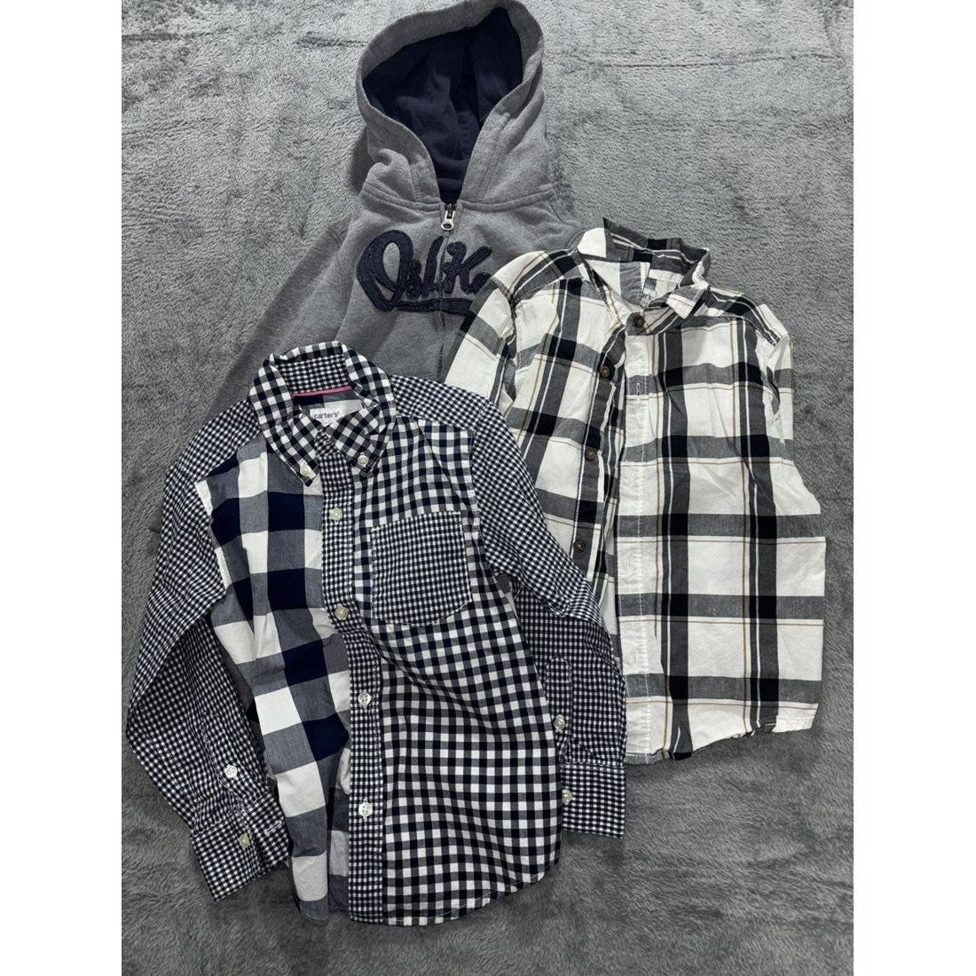 Toddler Boy Plaid Shirts & Hoodie Lot 3 Pieces 3T