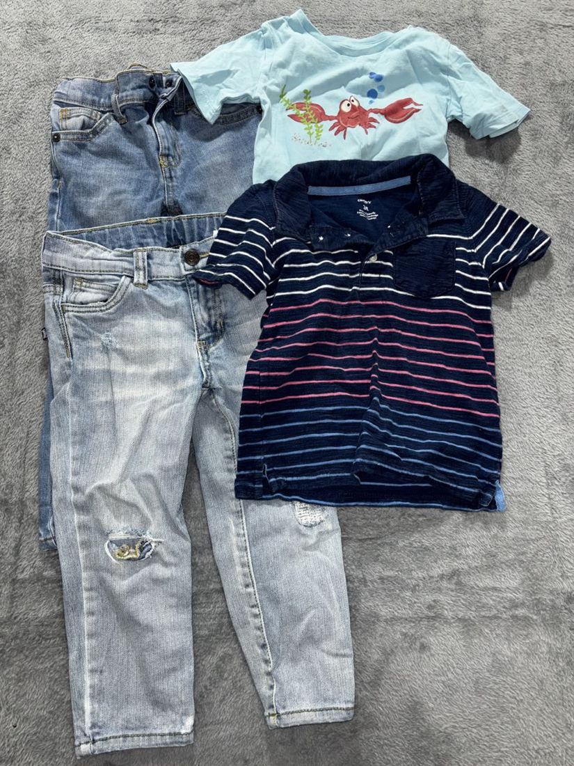Toddler Boy Blue Jeans Polo Crab Tee Lot 4 Pcs 3T