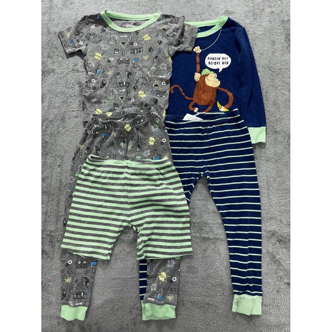Carter's Toddler Boy Gray Pajama Lot 5 Pieces 4T