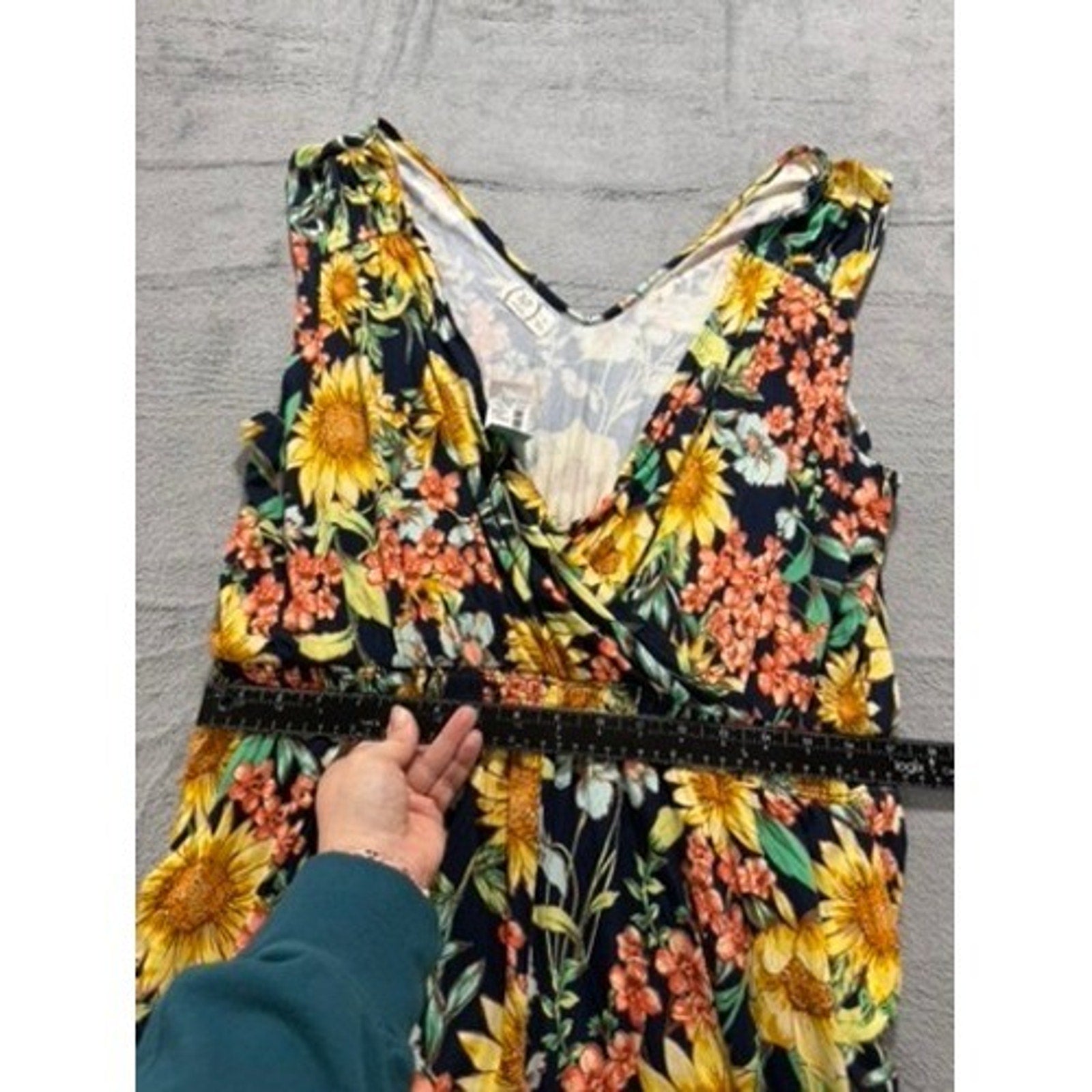 Maurices 24/7 Sunflower Floral Romper Sleeveless Smocked Waist Plus 1X NWT Boho