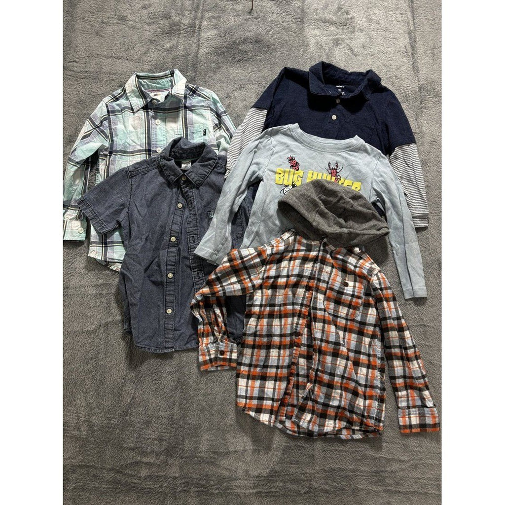 Toddler Boy Plaid Flannel Shirts Lot 5 Pieces 4T