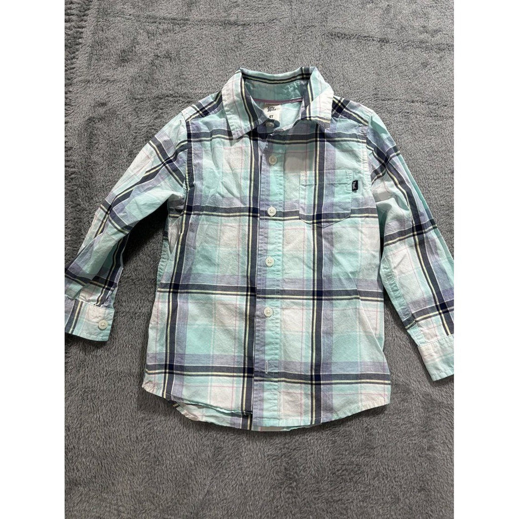 Toddler Boy Plaid Flannel Shirts Lot 5 Pieces 4T, photo 10 of 11