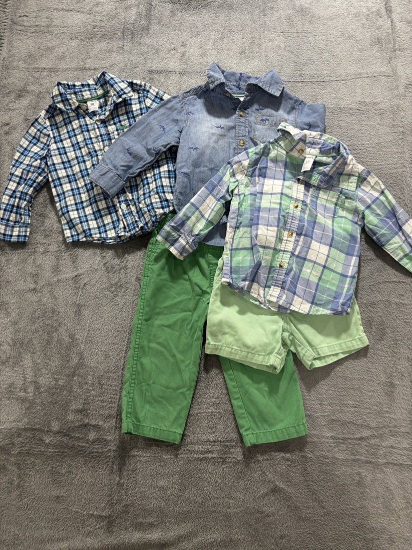 Carter's Baby Boy Plaid Shirts Lot 5 Pieces 18M