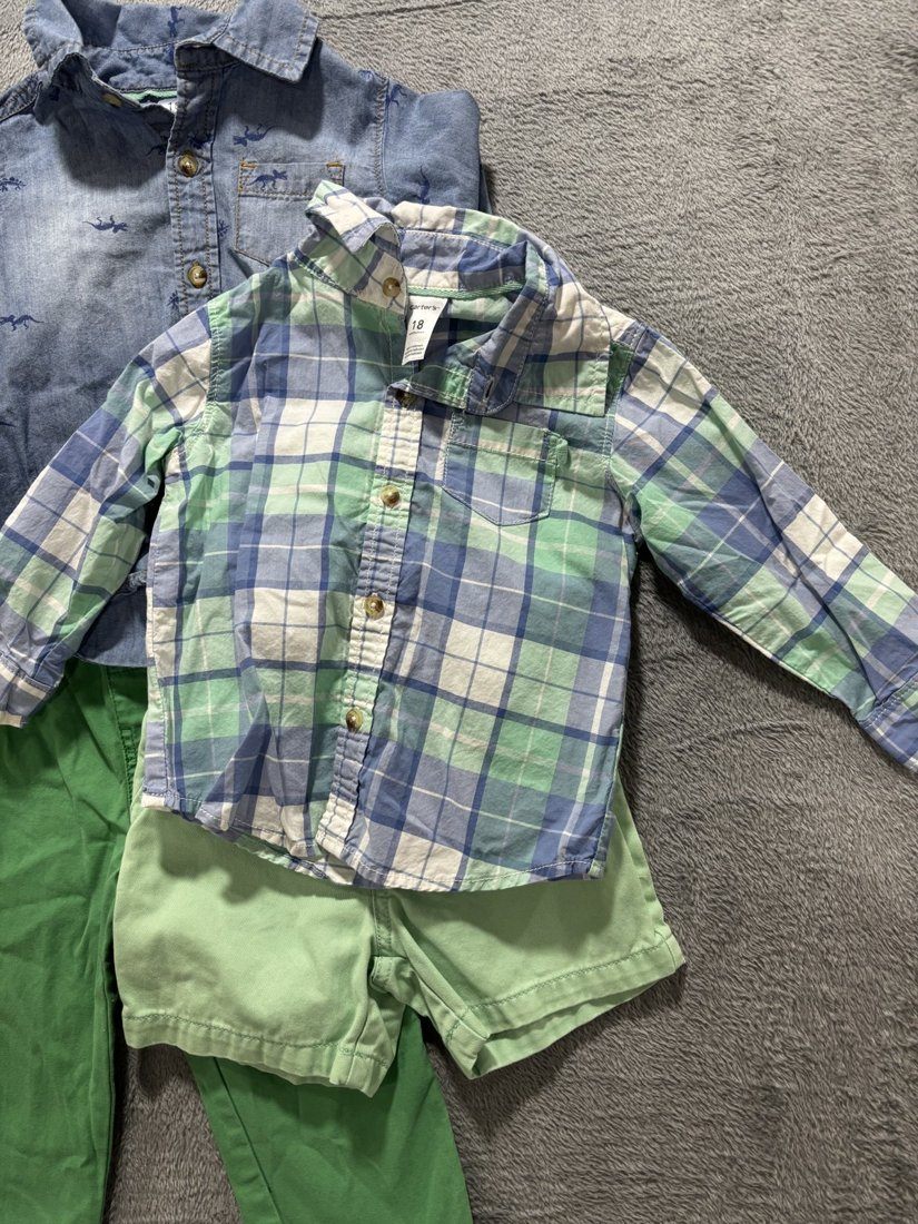 Carter's Baby Boy Plaid Shirts Lot 5 Pieces 18M, photo 2 of 11