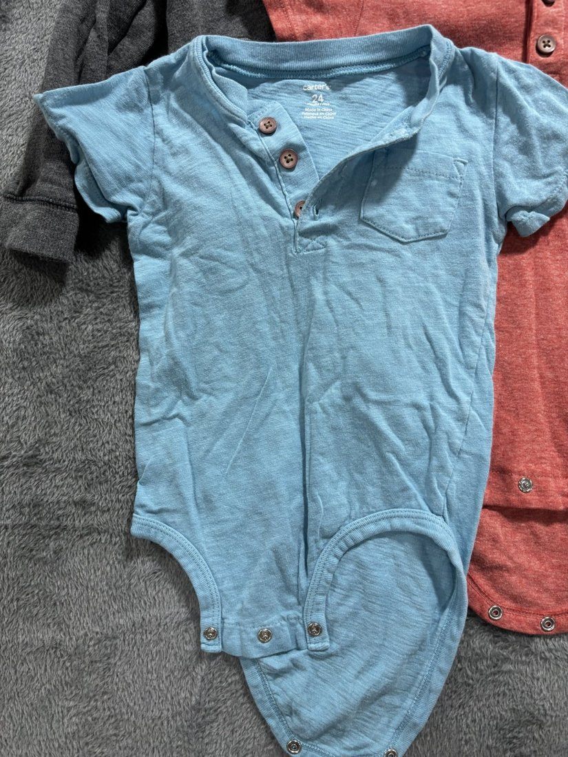 Carter's Baby Boy Blue Bodysuits Lot 6 Pieces 24M, photo 6 of 13